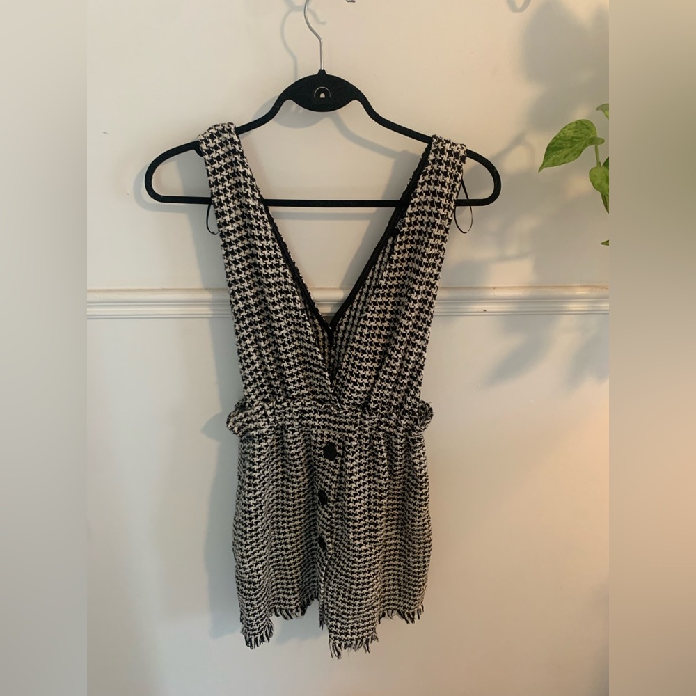 Zara black and white dark academia over dress. Pair with a cute tee underneath!